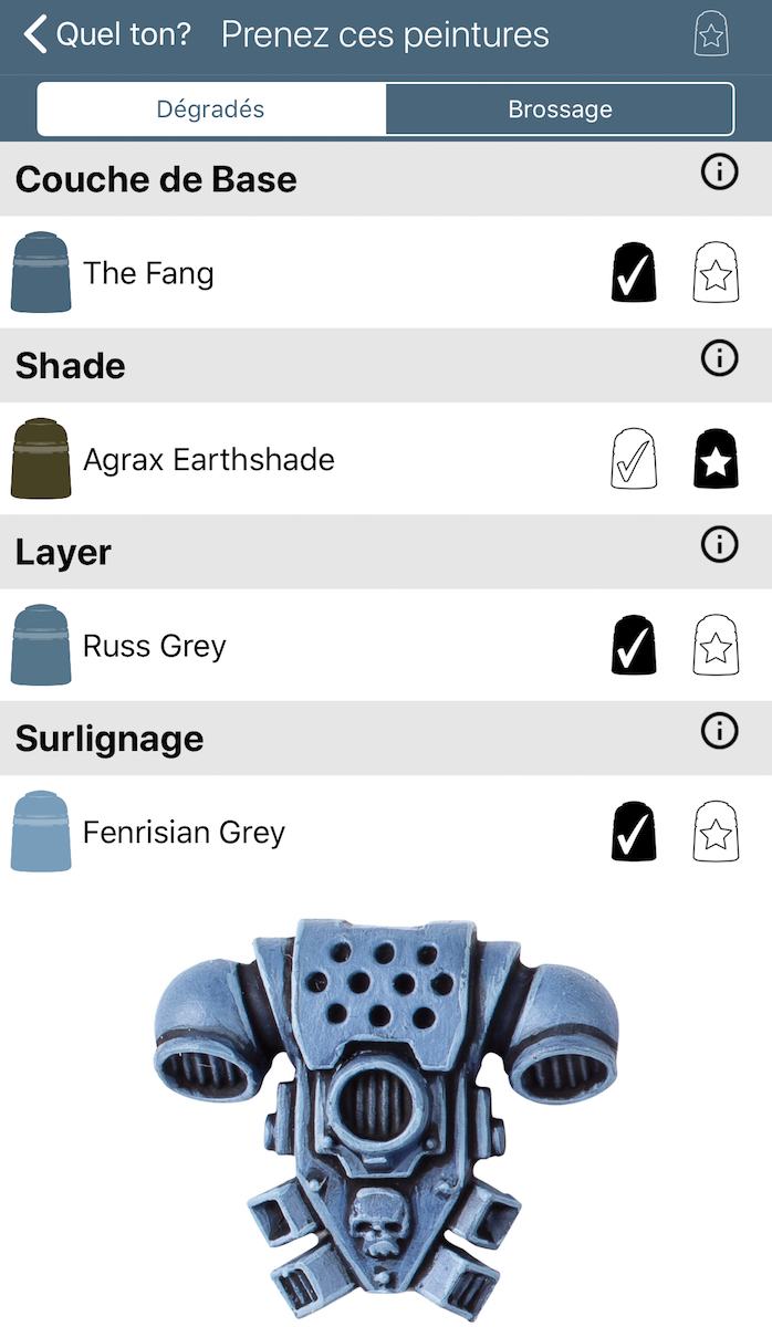La checklist Space Wolves dans l'app