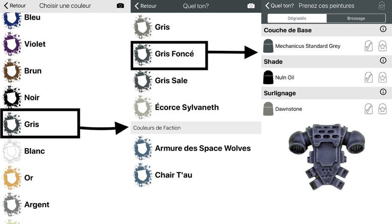 Choix couleurs app Citadel Paint