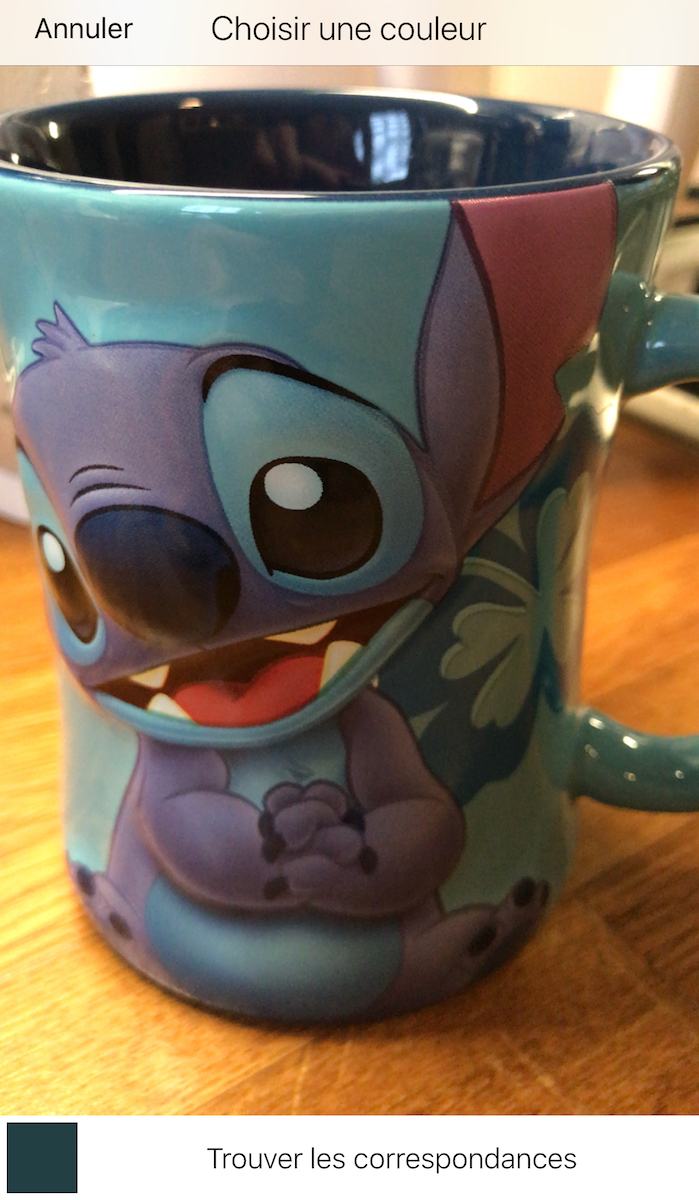 L'analyse des couleurs via l'app.