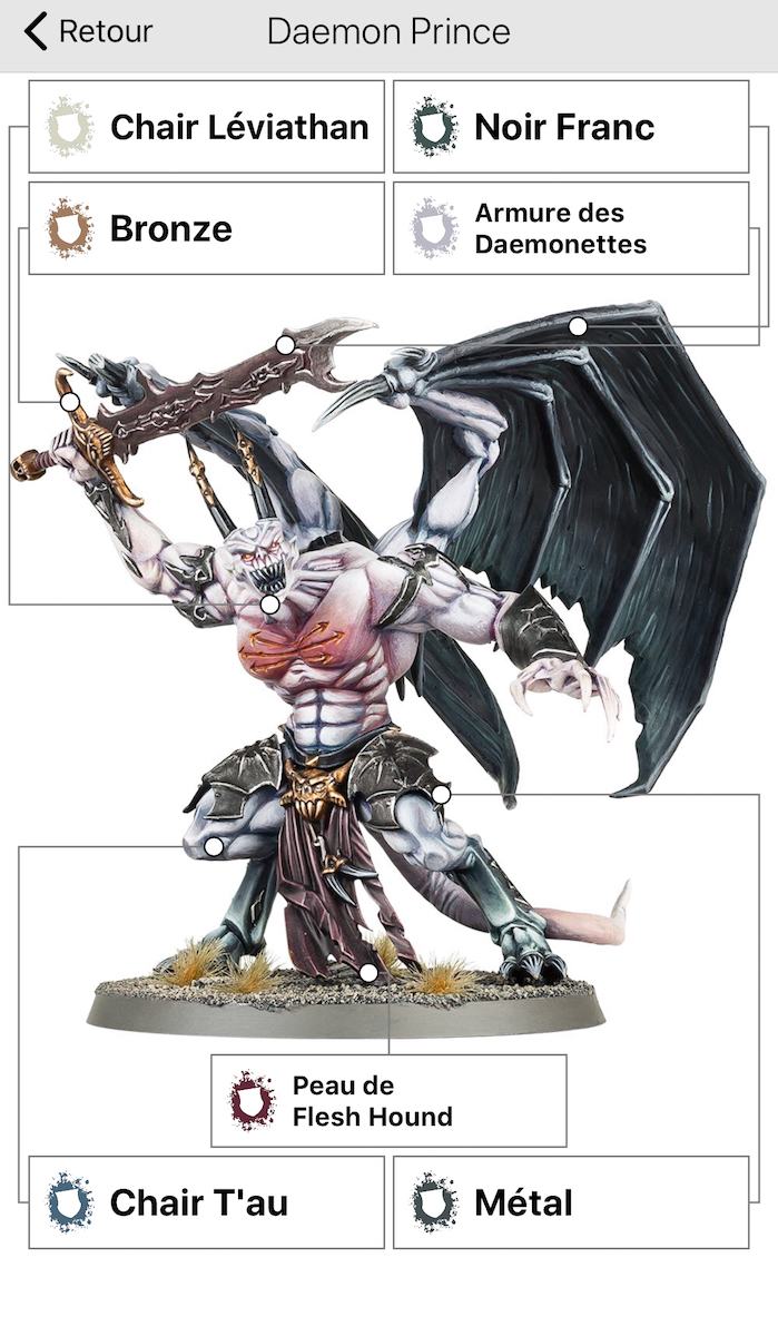 L'app vous guide dans le schéma Codex pour vos peintures