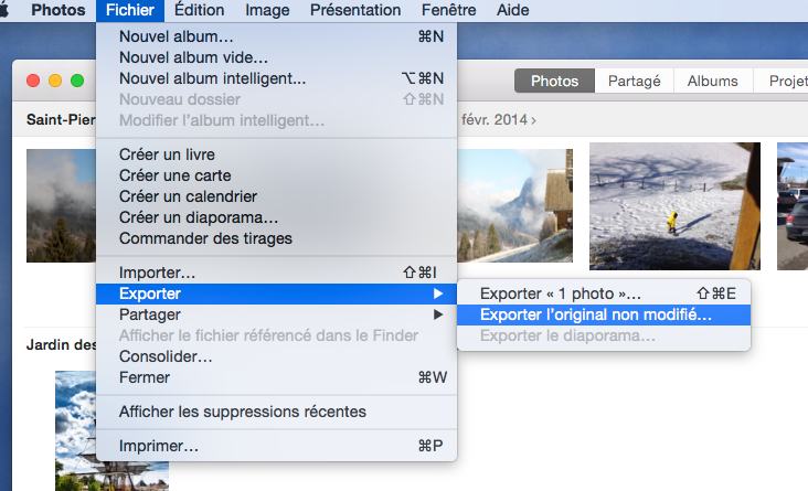 Menu import Apple Photos