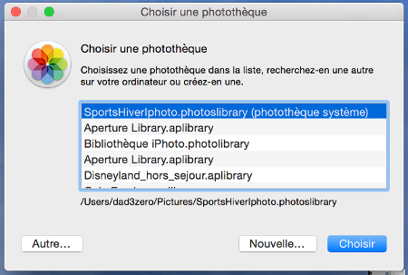 Choix photothèque Apple Photos