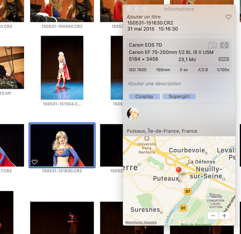 Gestion des métadonnées sur Photos