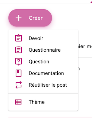 Création document Google Classroom