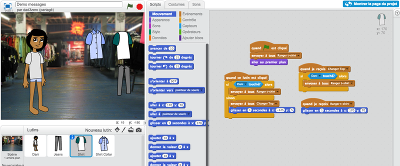 Scratch app démo messages