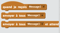 Scratch les blocs liés aux messages