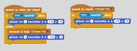 Scratch échange avec messages