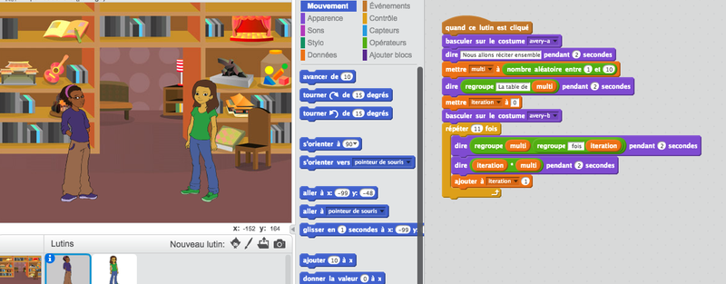 Scratch les tables de multiplication