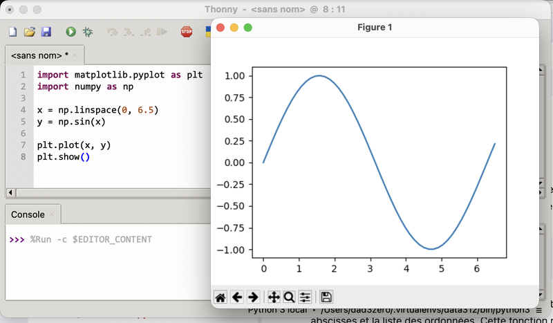Tracer un graphe matplotlib avec Thonny