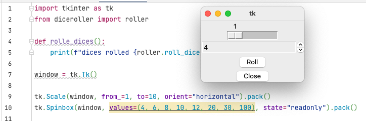 Une Appli TkInter avec widgets Scale et Spinbox